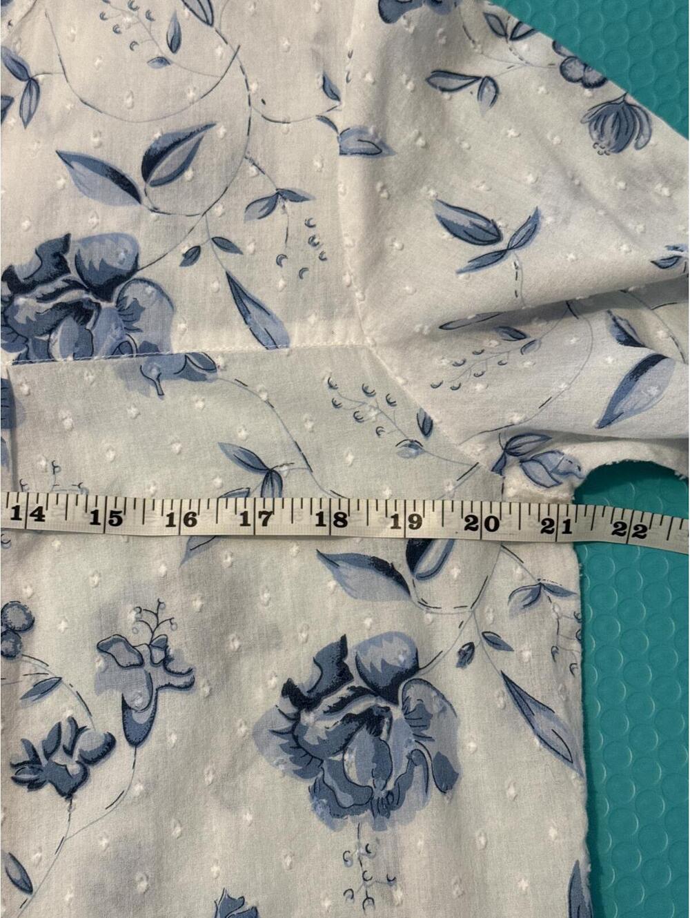 NorthStyle White and Blue Floral Long Sleeve Blouse, Size L - Picture 5 of 7